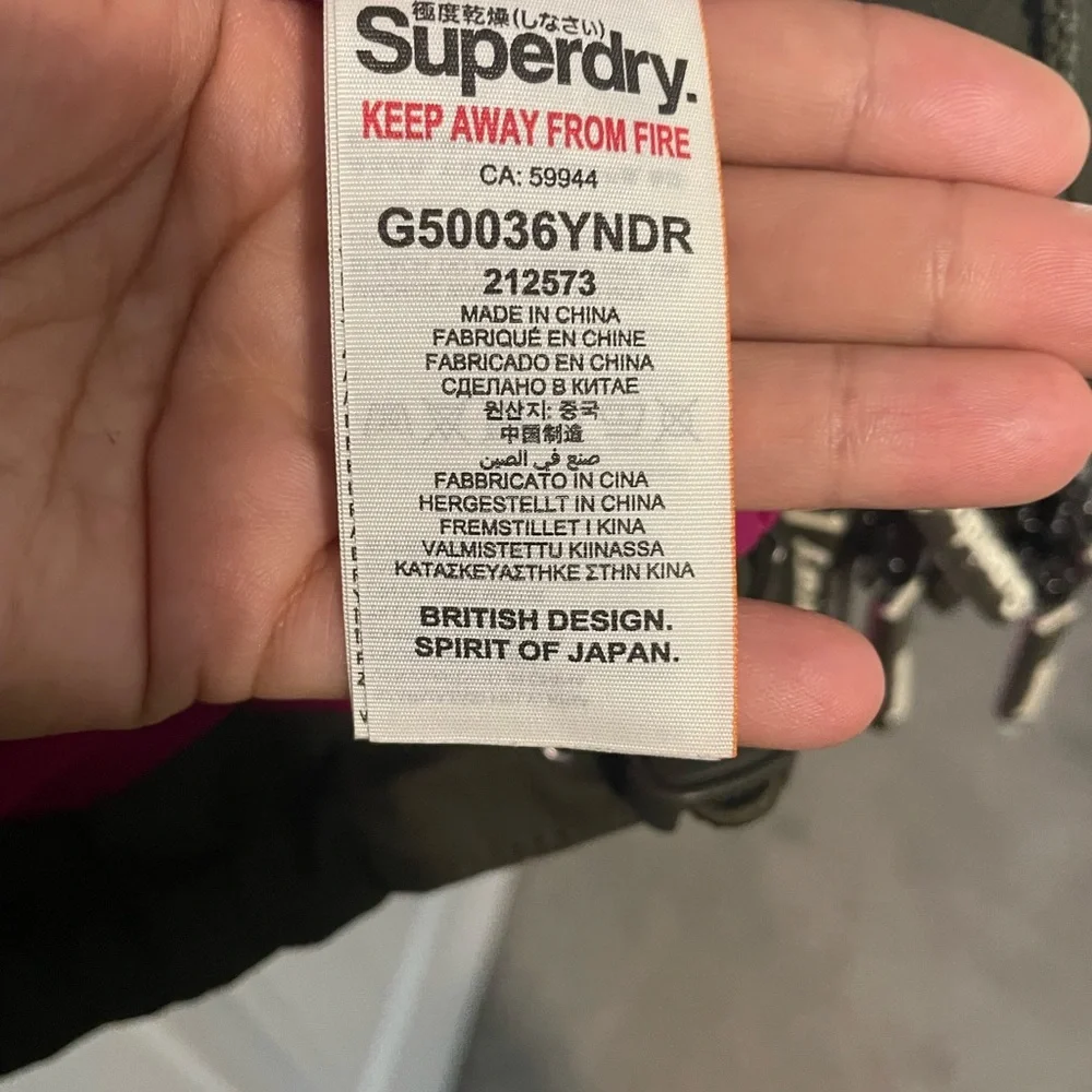 Superdry Olive Green Wind Parka with Faux Fur Hood - Picture 10 of 12